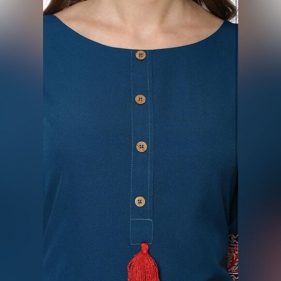 Women's Turquoise Kurti Top,Tunic length or midi dress Casual wear L NWOT - Picture 3 of 10